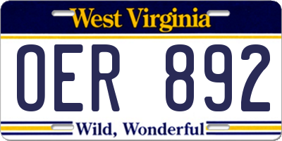 WV license plate OER892