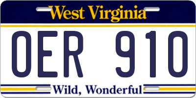 WV license plate OER910