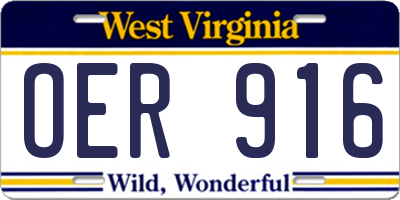 WV license plate OER916