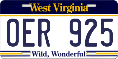 WV license plate OER925