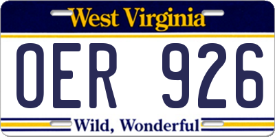WV license plate OER926