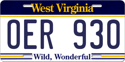 WV license plate OER930