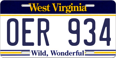 WV license plate OER934
