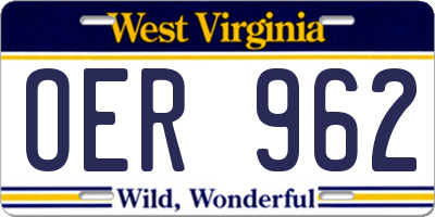 WV license plate OER962
