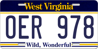 WV license plate OER978
