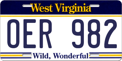 WV license plate OER982