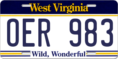 WV license plate OER983