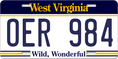 WV license plate OER984