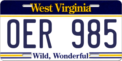 WV license plate OER985