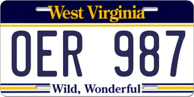 WV license plate OER987