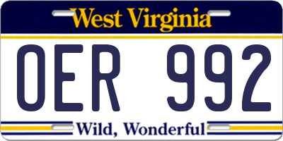 WV license plate OER992