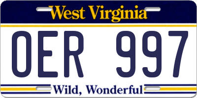 WV license plate OER997