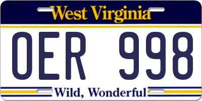 WV license plate OER998