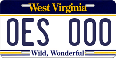 WV license plate OES000
