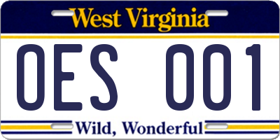 WV license plate OES001