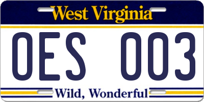 WV license plate OES003