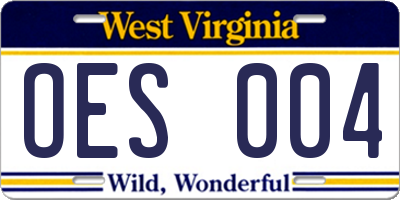 WV license plate OES004