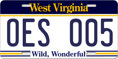 WV license plate OES005