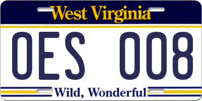 WV license plate OES008