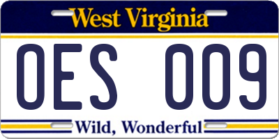 WV license plate OES009