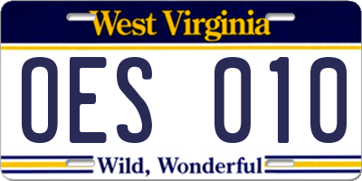 WV license plate OES010