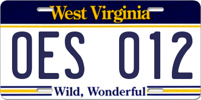 WV license plate OES012