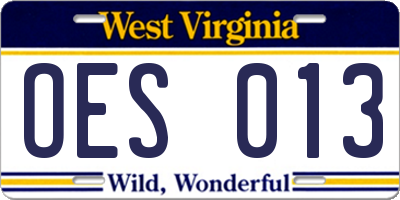 WV license plate OES013
