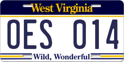 WV license plate OES014