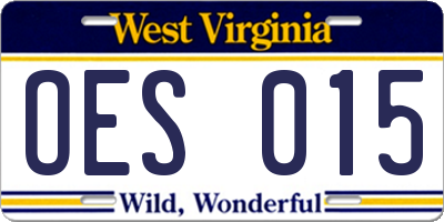 WV license plate OES015