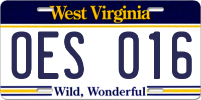 WV license plate OES016