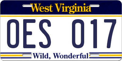 WV license plate OES017