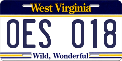WV license plate OES018