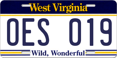 WV license plate OES019