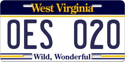 WV license plate OES020