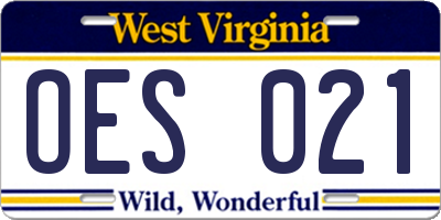 WV license plate OES021