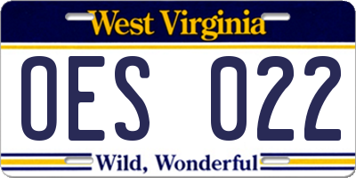 WV license plate OES022