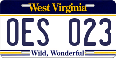 WV license plate OES023