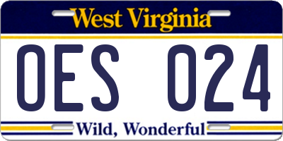 WV license plate OES024