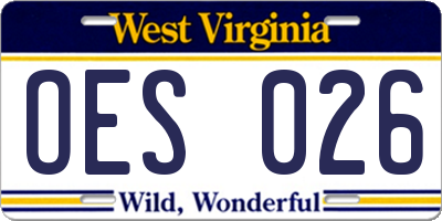 WV license plate OES026