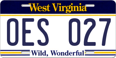 WV license plate OES027