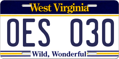 WV license plate OES030