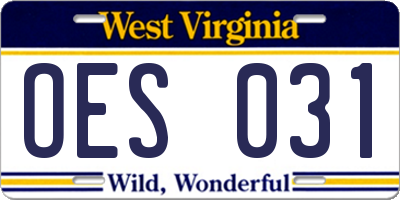 WV license plate OES031