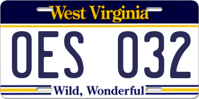 WV license plate OES032