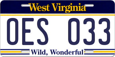 WV license plate OES033