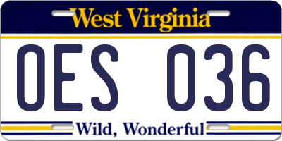 WV license plate OES036