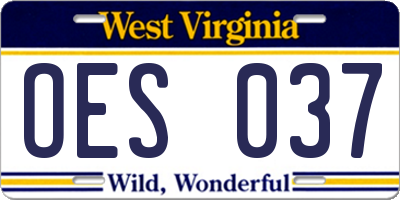 WV license plate OES037