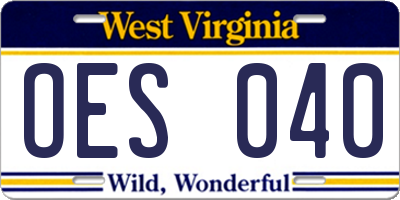 WV license plate OES040
