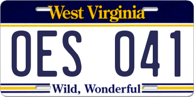 WV license plate OES041