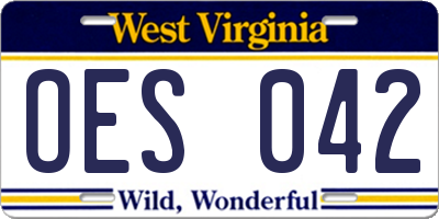 WV license plate OES042
