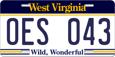 WV license plate OES043